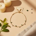 Gold Plated Green and White Charm Bracelet