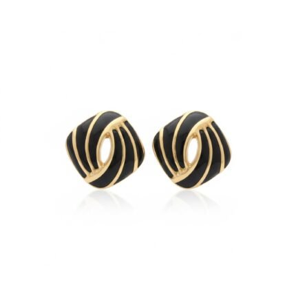 Vintage Geometric Enamel Stud Earrings