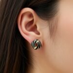 Vintage Geometric Enamel Stud Earrings