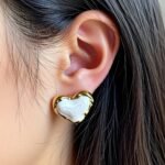 Vintage Organic Gold Heart Stud Earrings