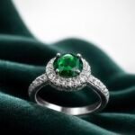 Green Zircon Halo Silver Ring
