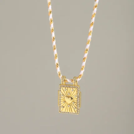 Luminous Zircon Heart Stainless Steel Cord Pendant