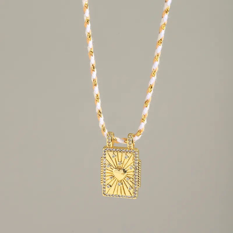 Luminous Zircon Heart Stainless Steel Cord Pendant