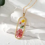 Luminous Gilded Floral Resin Necklace