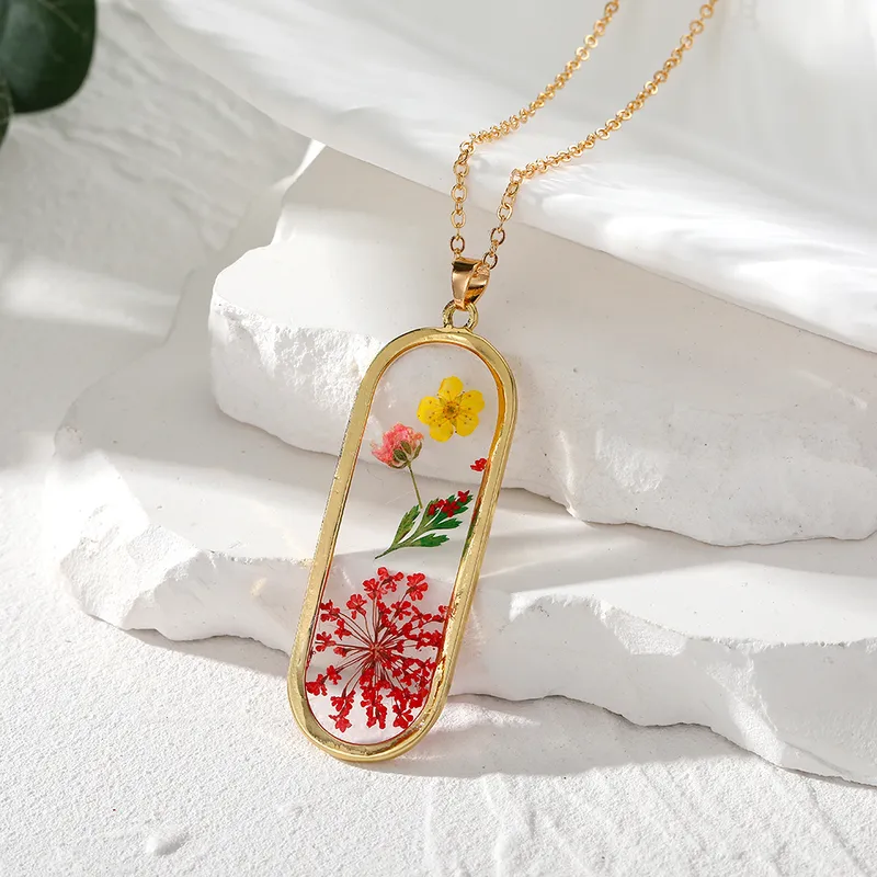 Luminous Gilded Floral Resin Necklace