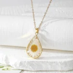 Refined Wildflower Teardrop Resin Necklace