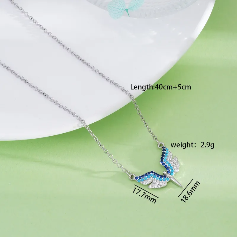 Luminous Azure Wings Stainless Steel Necklace