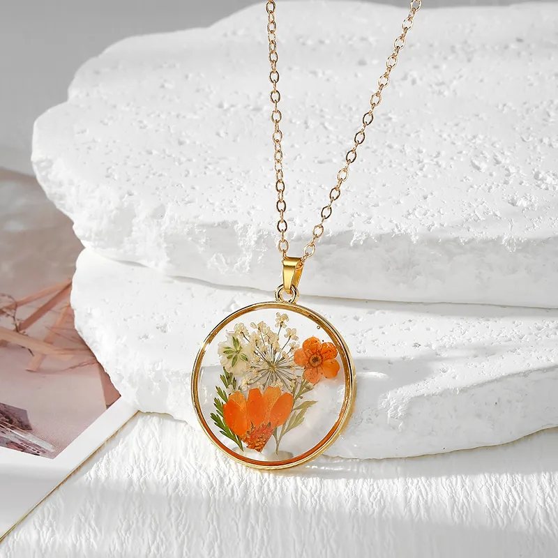 Radiant Eternal Bloom Circular Resin Necklace