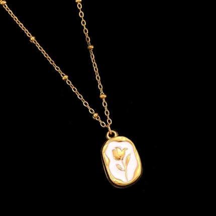 Radiant 18K Gold Plated Rose Flower Pendant