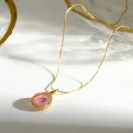 Radiant Pink Eternal Bloom Gold Thread Necklace