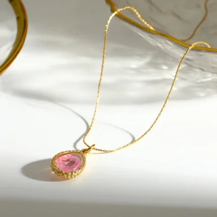Radiant Pink Eternal Bloom Gold Thread Necklace