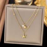 Non-Tarnish Starfish & Shell Waterproof Necklace