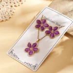 Golden-Edge Purple Blossom Stainless Set