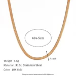 Premium 316L Gold Waterproof Herringbone Sleek Chain