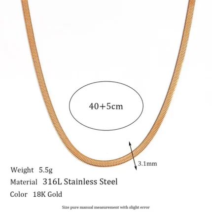 Premium 316L Gold Waterproof Herringbone Sleek Chain