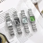 Luminous Retro Square Silver Steel Band Watch