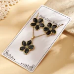 Golden-Edge Black Blossom Stainless Set