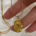 Luxury 18K Gold Plated Stainless Steel Tulip Pendant