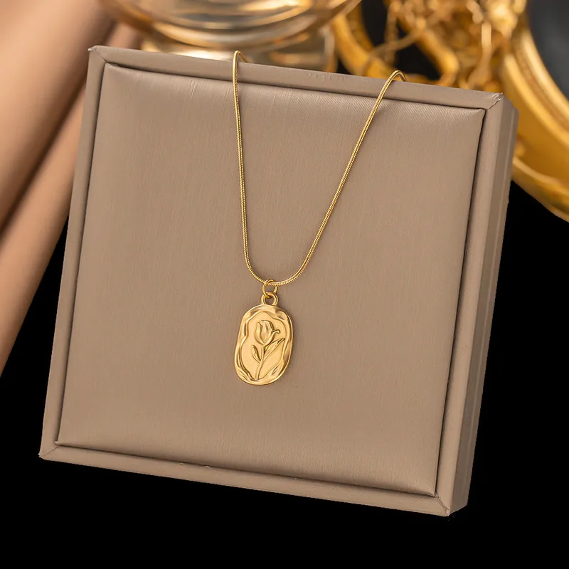 Luxury 18K Gold Plated Stainless Steel Tulip Pendant