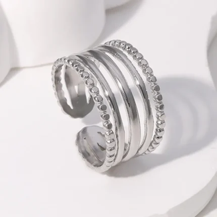 Silver Multi-Layer Open Ring