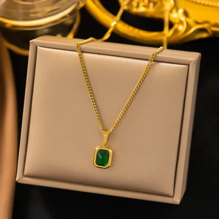 Premium Waterproof Emerald-Cut Pendant