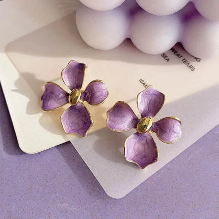 French Vintage Purple Pearl Drop Earrings