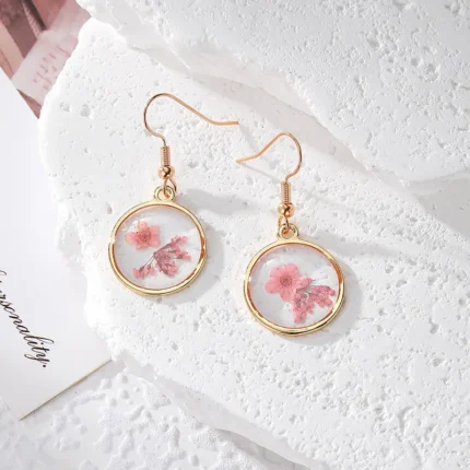 Pastoral Round Resin Drop Earrings
