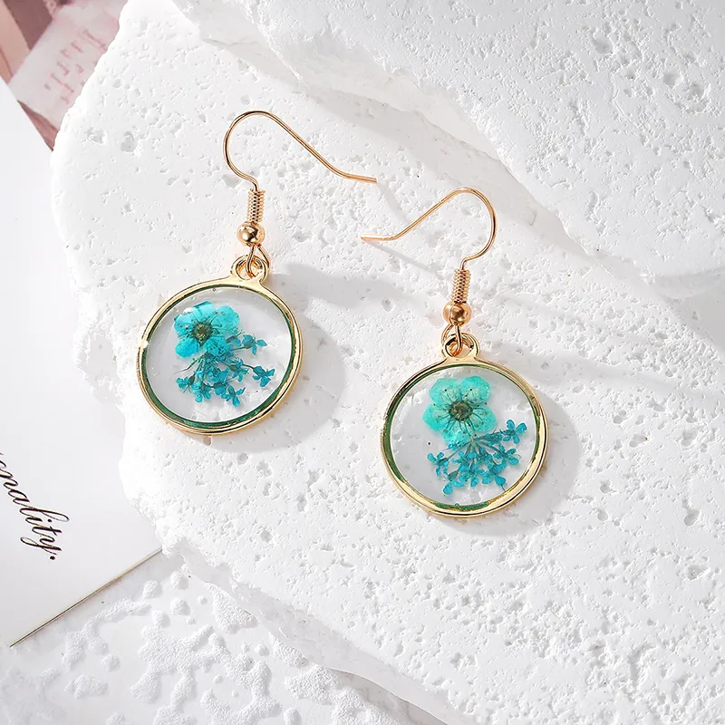 Pastoral Round Resin Drop Earrings